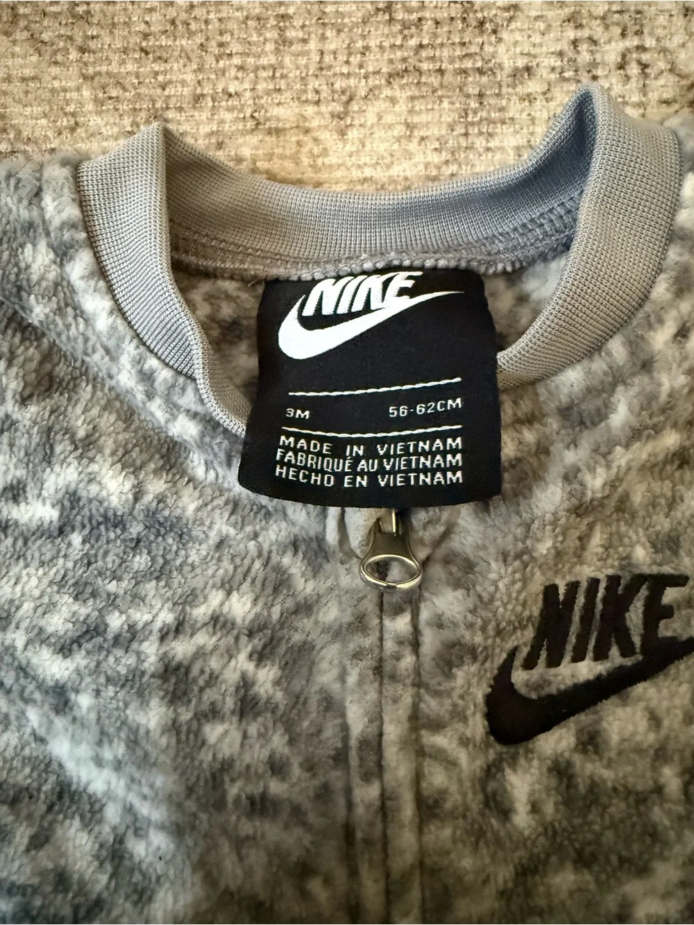 Nike Gray Marbled Fleece Footed One-Piece